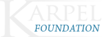 Linked text logo with lettering that reads Karpel Foundation.